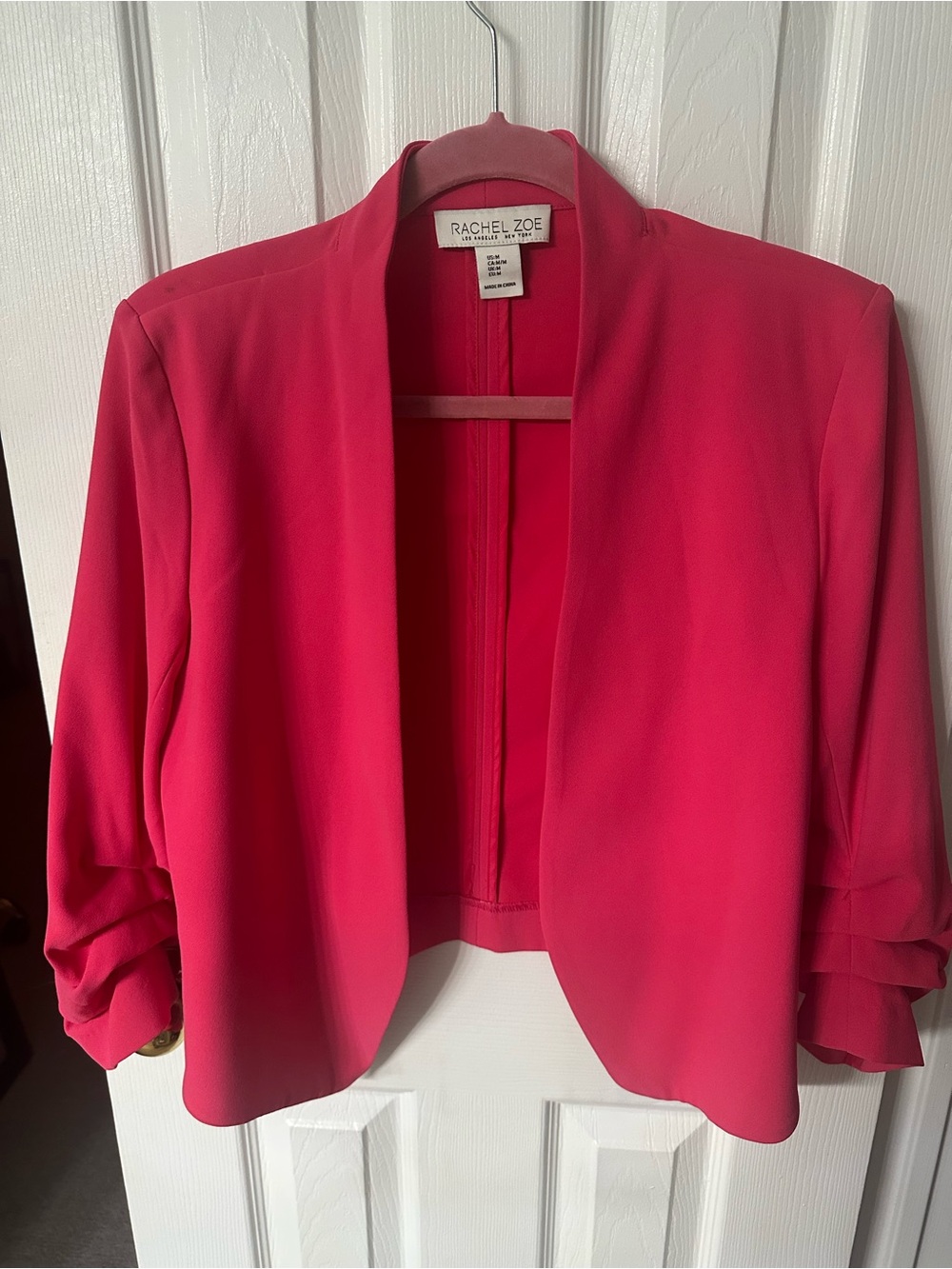 Rachel Zoe Hot Pink Open-Front Cropped Blazer